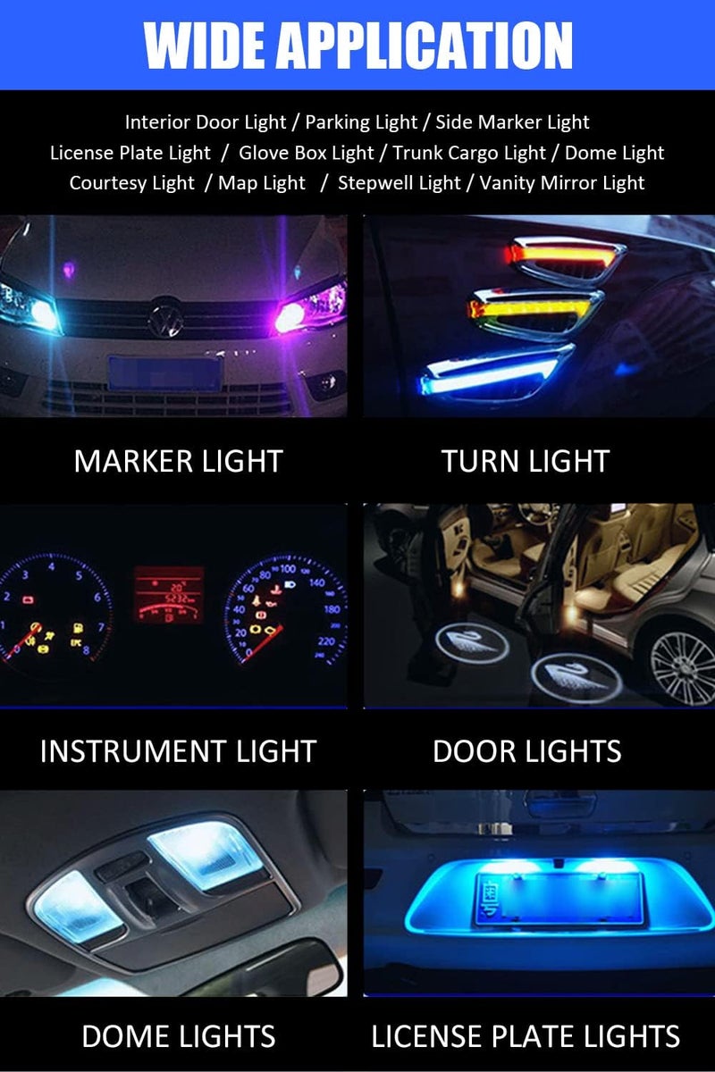 LETINGFAR 194 LED Light Bulb White 6000K Pack of 10, 168 2825 W5W T10 Wedge COB LED Replacement Bulbs Error Free for Car Dome Map Door Courtesy License Plate Lights - Image 5